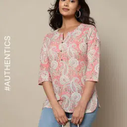 Handblock Print Cotton Relaxed Fit Top-image-19
