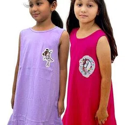 Girls Pack of 2 Graphic Print Cotton Nightie-image-54