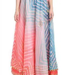 jabama Geometric Print Ombre-Dyed Flared Skirt with Gota Patti Hemline-picture-18