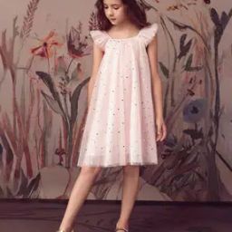 Girls Micro Print Fit and Flare Dress-image-8
