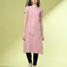 Women Leaf Print Straight Kurta-image-76