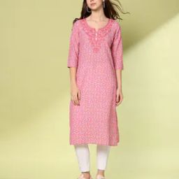 Women Floral Print Straight Kurta-image-88