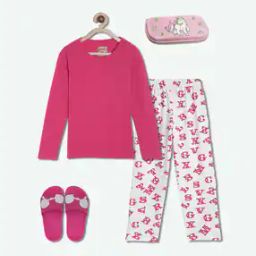 T-Shirt & Printed Pyjamas Set-image-2