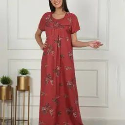 Women Floral Print Nightie with Insert Pocket-picture-18
