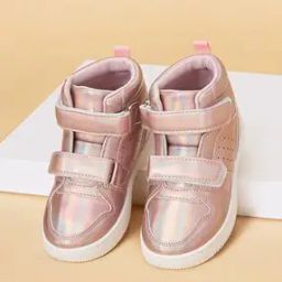 Girls High-Top Flat Shoes with Velcro Closure-image-115