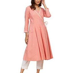Embroidered Angrakha Kurta with Slip-image-4