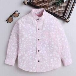 Boys Floral Print Regular Fit Shirt with Patch Pocket-image-7