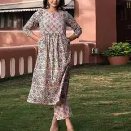 fabnex Women Floral Print Straight Kurta & Pants Set-picture-12