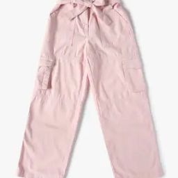 Girls Slim Fit Cotton Belted Cargo Pants-image-72