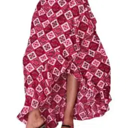 Women A-Line Skirt with Elasticated Waistband-image-71