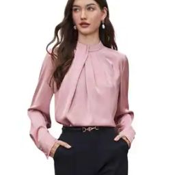Women Pleated Regular Fit High-Neck Top-image-20
