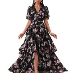 Women Floral Print V-Neck Fit & Flare Dress-image-32