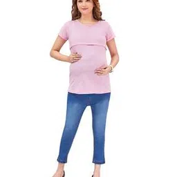 mama & bebe Women Relaxed Fit T-Shirt with Concealed Zip Closure-picture-8