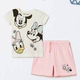 Girls Mickey & Friends Print T-Shirt & Shorts Set-image-8