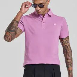 Men Cotton Polo T-Shirt with Logo Print-image-2