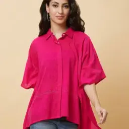 Shirt Collar Lace Inserts Kaftan Tunic-image-51
