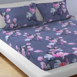 150 TC Floral Print Double Bedsheet with Pillow Covers-image-32