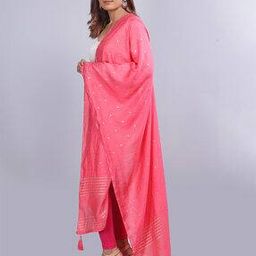 Women Striped Dupatta with Tassels-picture-38