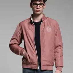 Men Regular Fit Reversible Bomber Jacket-image-78