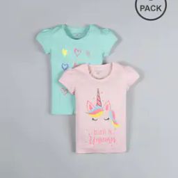 Pack of 2 Graphic Print Round-Neck T-shirts-image-89
