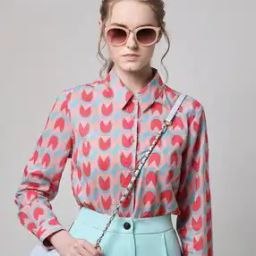Women Geometric Print Regular Fit Cotton Shirt-image-69