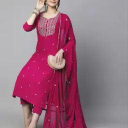 Women Embroidered Straight Kurta Suit Set-image-54