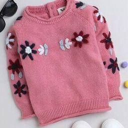 Girls Knitted Sweater with Ribbed Hems-image-86