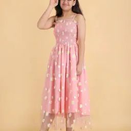 Girls Floral Print Fit & Flare Net Dress-image-37