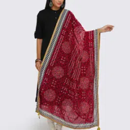 Floral Print Dupatta with Tassels-image-35