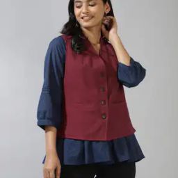 Women Regular Fit Sleeveless V-Neck Jacket-image-23