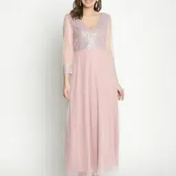 Women Regular Fit Embellished Dress with V-Neck-picture-38