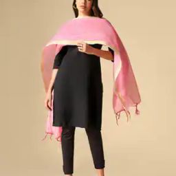 Women Organza Dupatta with Tassels-image-23