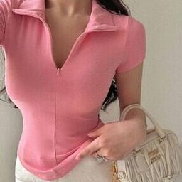 Women Slim Fit Top with Short Sleeves-image-51