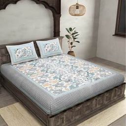150 TC Floral Print King-Size Bedsheet with Pillow Covers -image-73