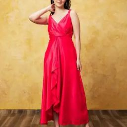 Women Strappy Shoulder Front Slit Wrap Maxi Party Dress-image-17