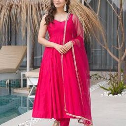 Women Lace Pattern Anarkali Kurta Set-image-18
