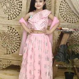 Girls Floral Print Lehenga Choli with Dupatta-image-3