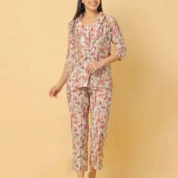 Women Floral Print 3-Piece Top & Pant Suit Sey-image-4