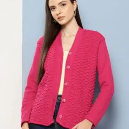 Women V-Neck Button-Down Cardigan-image-49