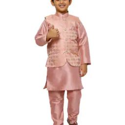 Kurta Pyjamas Set with Embroidered Jacket-12