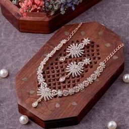 Women Stone-Studded Necklace & Earrings Set-22