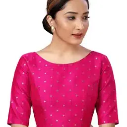 Back-Open Blouse with Woven Motifs-13