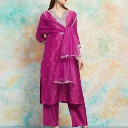 Women Embroidered Straight Kurta Set-image-5