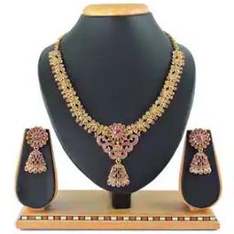 Women Stone-Studded Necklace & Earrings Set-23