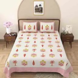144 TC Floral Print King-Size Bedsheet with Pillow Covers-image-68