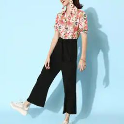 Women Floral Print Jumpsuit with Tie-Up-image-68