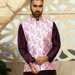 Men Tie & Dye Regular Fit Nehru Jacket-image-43