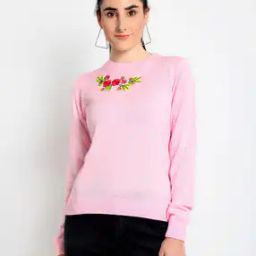 Floral Embroidered Round-Neck Pullover-image-45