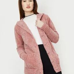 Women Self-Design Hooded Cardigan-12