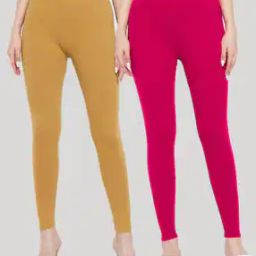 Pack of 2 Solid Leggings with Elasticated Wasitband-image-1